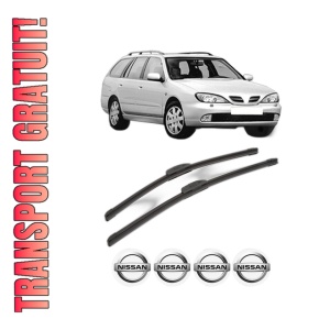 Set stergatoare NISSAN PRIMERA Traveller (WP11) din 1996-1999, pentru parbriz auto, 2 bucati, Bosch Aerotwin Retrofit, din cauciuc siliconat rezistent, 4 Stickere Auto NISSAN