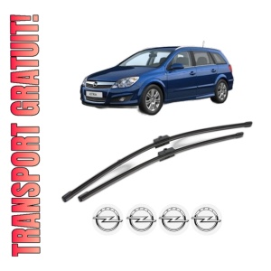 Set stergatoare OPEL ASTRA H CLASSIC Estate (A04) din 2006-2014, pentru parbriz auto, 2 bucati, Valeo Silencio Xtrm, din cauciuc siliconat rezistent, 4 Stickere Auto OPEL