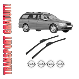 Set stergatoare OPEL VECTRA B Estate (J96) din 1996-2000, pentru parbriz auto, 2 bucati, Bosch Aerotwin Retrofit, din cauciuc siliconat rezistent, 4 Stickere Auto OPEL