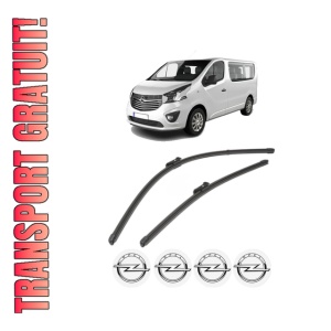 Set stergatoare OPEL VIVARO B Bus (X82) din 2014-2019, pentru parbriz auto, 2 bucati, Valeo Silencio Xtrm, din cauciuc siliconat rezistent, 4 Stickere Auto OPEL