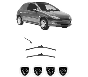 Set stergatoare PEUGEOT 206 Van din 2001-2009, pentru parbriz auto, 2 bucati, Valeo Silencio, din cauciuc siliconat rezistent, 4 Stickere Auto PEUGEOT v34176