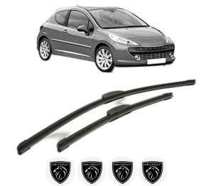 Set stergatoare PEUGEOT 207 (WA_, WC_) din 2006-2015, pentru parbriz auto, 2 bucati, Bosch Aerotwin Retrofit, din cauciuc siliconat rezistent, 4 Stickere Auto PEUGEOT v44391