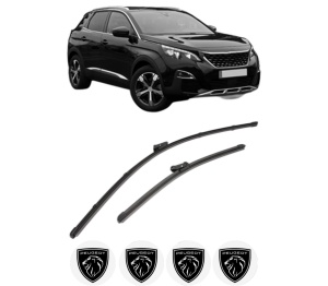 Set stergatoare PEUGEOT 3008 II SUV (MC_, MR_, MJ_, M4_) din 2016-2023, pentru parbriz auto, 2 bucati, Valeo Silencio, din cauciuc siliconat rezistent, 4 Stickere Auto PEUGEOT v35136