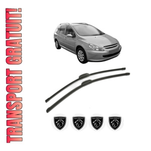 Set stergatoare PEUGEOT 307 SW Estate Van (3E_, 3H_) din 2003-2009, pentru parbriz auto, 2 bucati, Bosch Aerotwin Retrofit, din cauciuc siliconat rezistent, 4 Stickere Auto PEUGEOT