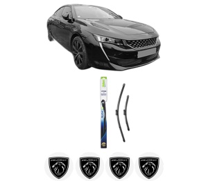 Set stergatoare PEUGEOT 508 II (FB_, FH_, F3_) din 2018-2021, pentru parbriz auto, 2 bucati, Valeo Silencio, din cauciuc siliconat rezistent, 4 Stickere Auto PEUGEOT v34776