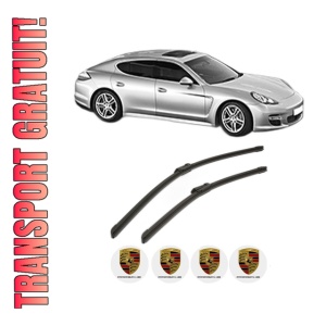 Set stergatoare PORSCHE PANAMERA (970) din 2012-2016, pentru parbriz auto, 2 bucati, Bosch Aerotwin, din cauciuc siliconat rezistent, 4 Stickere Auto PORSCHE