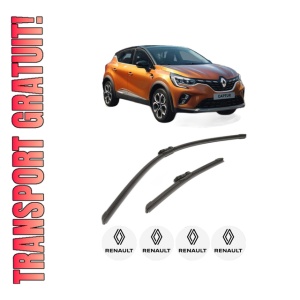 Set stergatoare RENAULT CAPTUR II (HF_) din 2020-2022, pentru parbriz auto, 2 bucati, Bosch Aerotwin, din cauciuc siliconat rezistent, 4 Stickere Auto RENAULT