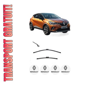 Set stergatoare RENAULT CAPTUR II (HF_) din 2020-2022, pentru parbriz auto, 2 bucati, Valeo Silencio, din cauciuc siliconat rezistent, 4 Stickere Auto RENAULT