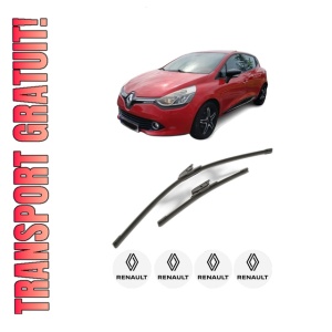 Set stergatoare RENAULT CLIO IV (BH_) din 2012-2021, pentru parbriz auto, 2 bucati, Bosch Aerotwin, din cauciuc siliconat rezistent, 4 Stickere Auto RENAULT