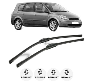 Set stergatoare RENAULT GRAND SCENIC II (JM0/1_) din 2004-2009, pentru parbriz auto, 2 bucati, Bosch Aerotwin, din cauciuc siliconat rezistent, 4 Stickere Auto RENAULT v43241