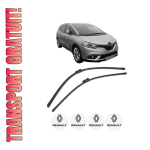 Set stergatoare RENAULT GRAND SCENIC IV (R9_) din 2016-2023, pentru parbriz auto, 2 bucati, Bosch Aerotwin, din cauciuc siliconat rezistent, 4 Stickere Auto RENAULT