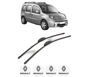 Set stergatoare RENAULT KANGOO / GRAND KANGOO II (KW0/1_) din 2008-2019, pentru parbriz auto, 2 bucati, Valeo Silencio Xtrm, din cauciuc siliconat rezistent, 4 Stickere Auto RENAULT v38916