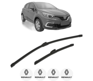 Set stergatoare RENAULT KAPTUR (H5_) din 2016-2021, pentru parbriz auto, 2 bucati, Bosch Aerotwin, din cauciuc siliconat rezistent, 4 Stickere Auto RENAULT v49766