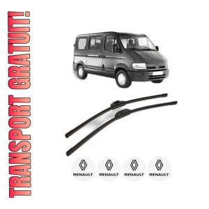Set stergatoare RENAULT MASTER II Bus (JD) din 1997-2010, pentru parbriz auto, 2 bucati, Bosch Aerotwin Retro Truck, din cauciuc siliconat rezistent, 4 Stickere Auto RENAULT