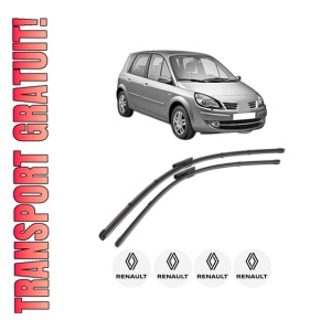 Set stergatoare RENAULT SCENIC III (JZ0/1_) din 2008-2016, pentru parbriz auto, 2 bucati, Valeo Silencio Xtrm, din cauciuc siliconat rezistent, 4 Stickere Auto RENAULT