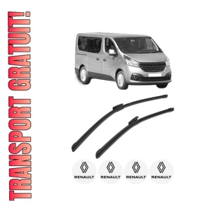 Set stergatoare RENAULT TRAFIC III Bus (JG_) din 2014-2021, pentru parbriz auto, 2 bucati, Bosch Aerotwin Multi, din cauciuc siliconat rezistent, 4 Stickere Auto RENAULT