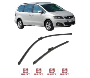 Set stergatoare SEAT ALHAMBRA (710, 711) din 2010-2022, pentru parbriz auto, 2 bucati, Valeo Silencio Xtrm, din cauciuc siliconat rezistent, 4 Stickere Auto SEAT v37536