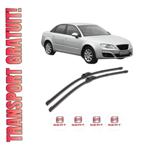 Set stergatoare SEAT EXEO (3R2) din 2008-2013, pentru parbriz auto, 2 bucati, Valeo Silencio Xtrm, din cauciuc siliconat rezistent, 4 Stickere Auto SEAT