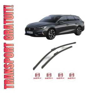 Set stergatoare SEAT LEON Sportstourer (KL8, KLD) din 2020-2024, pentru parbriz auto, 2 bucati, Bosch Aerotwin, din cauciuc siliconat rezistent, 4 Stickere Auto SEAT