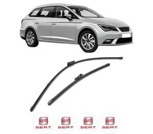 Set stergatoare SEAT LEON ST (5F8) din 2012-2020, pentru parbriz auto, 2 bucati, Valeo Silencio Xtrm, din cauciuc siliconat rezistent, 4 Stickere Auto SEAT v36216
