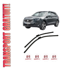 Set stergatoare SEAT TARRACO (KN2) din 2018-2024, pentru parbriz auto, 2 bucati, Valeo Silencio Xtrm, din cauciuc siliconat rezistent, 4 Stickere Auto SEAT