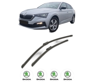 Set stergatoare SKODA SCALA (NW1) din 2019-2020, pentru parbriz auto, 2 bucati, Bosch Aerotwin, din cauciuc siliconat rezistent, 4 Stickere Auto SKODA v52171