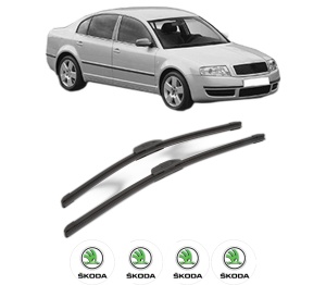 Set stergatoare SKODA SUPERB I (3U4) din 2001-2008, pentru parbriz auto, 2 bucati, Bosch Aerotwin Retrofit, din cauciuc siliconat rezistent, 4 Stickere Auto SKODA v42461