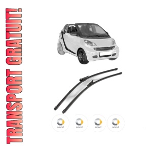 Set stergatoare SMART FORTWO Cabrio (451) din 2007-2013, pentru parbriz auto, 2 bucati, Valeo Silencio Xtrm, din cauciuc siliconat rezistent, 4 Stickere Auto SMART