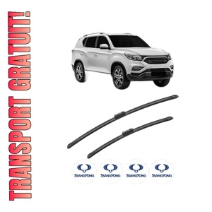 Set stergatoare SSANGYONG REXTON (Y400, Y450) din 2017-2018, pentru parbriz auto, 2 bucati, Bosch Aerotwin, din cauciuc siliconat rezistent, 4 Stickere Auto SSANGYONG