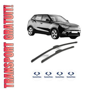 Set stergatoare SSANGYONG Tivoli din 2015-2021, pentru parbriz auto, 2 bucati, Bosch Aerotwin Retrofit, din cauciuc siliconat rezistent, 4 Stickere Auto SSANGYONG