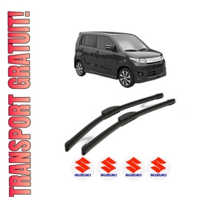 Set stergatoare SUZUKI WAGON R (MH21, MH22) din 2003-2004, pentru parbriz auto, 2 bucati, Bosch Aerotwin Retrofit, din cauciuc siliconat rezistent, 4 Stickere Auto SUZUKI