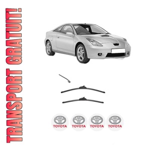 Set stergatoare TOYOTA CELICA Coupe (_T23_) din 1999-2005, pentru parbriz auto, 2 bucati, Valeo Silencio, din cauciuc siliconat rezistent, 4 Stickere Auto TOYOTA