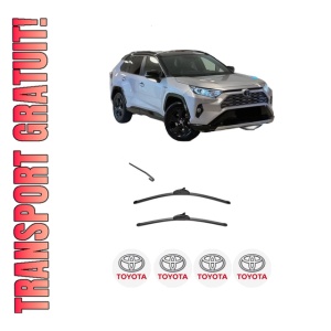 Set stergatoare TOYOTA RAV 4 V VAN (_A5_, _H5_) din 2018, pentru parbriz auto, 2 bucati, Valeo Silencio, din cauciuc siliconat rezistent, 4 Stickere Auto TOYOTA