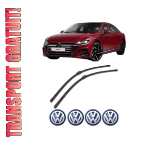 Set stergatoare Volkswagen ARTEON (3H7, 3H8) din 2017-2024, pentru parbriz auto, 2 bucati, Valeo Silencio Xtrm, din cauciuc siliconat rezistent, 4 Stickere Auto Volkswagen