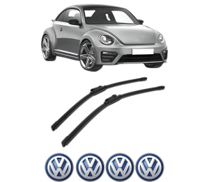 Set stergatoare Volkswagen BEETLE (5C1, 5C2) din 2011-2019, pentru parbriz auto, 2 bucati, Bosch Aerotwin, din cauciuc siliconat rezistent, 4 Stickere Auto Volkswagen v50851