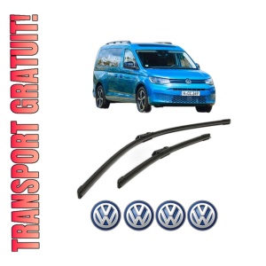 Set stergatoare Volkswagen CADDY CALIFORNIA V Camper (SBB, SBJ) din 2020-2024, pentru parbriz auto, 2 bucati, Bosch Aerotwin, din cauciuc siliconat rezistent, 4 Stickere Auto Volkswagen