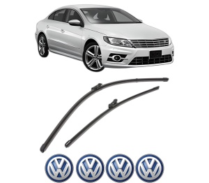 Set stergatoare Volkswagen CC B7 (358) din 2011-2016, pentru parbriz auto, 2 bucati, Valeo Silencio Xtrm, din cauciuc siliconat rezistent, 4 Stickere Auto Volkswagen v37356