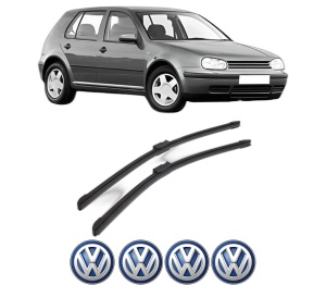 Set stergatoare Volkswagen GOLF IV (1J1) din 1997-2005, pentru parbriz auto, 2 bucati, Bosch Aerotwin, din cauciuc siliconat rezistent, 4 Stickere Auto Volkswagen v43731