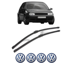 Set stergatoare Volkswagen GOLF IV Van (1J1) din 1997-2004, pentru parbriz auto, 2 bucati, Valeo Silencio Xtrm, din cauciuc siliconat rezistent, 4 Stickere Auto Volkswagen v40656