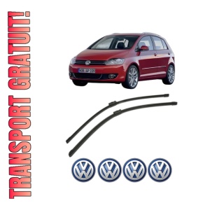 Set stergatoare Volkswagen GOLF PLUS Van (521) din 2009, pentru parbriz auto, 2 bucati, Bosch Aerotwin, din cauciuc siliconat rezistent, 4 Stickere Auto Volkswagen - Img 1