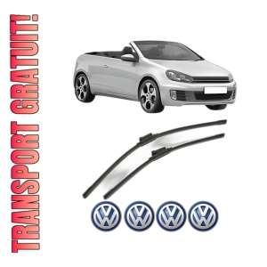 Set stergatoare Volkswagen GOLF VI Convertible (517) din 2011-2016, pentru parbriz auto, 2 bucati, Bosch Aerotwin, din cauciuc siliconat rezistent, 4 Stickere Auto Volkswagen