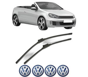 Set stergatoare Volkswagen GOLF VI Convertible (517) din 2011-2016, pentru parbriz auto, 2 bucati, Bosch Aerotwin, din cauciuc siliconat rezistent, 4 Stickere Auto Volkswagen v53091