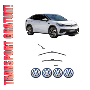 Set stergatoare Volkswagen ID.5 (E39) din 2021-2024, pentru parbriz auto, 2 bucati, Valeo Silencio, din cauciuc siliconat rezistent, 4 Stickere Auto Volkswagen