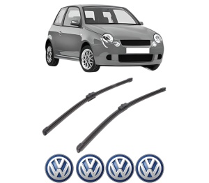 Set stergatoare Volkswagen LUPO I (6X1, 6E1) din 1998-2005, pentru parbriz auto, 2 bucati, Valeo Silencio, din cauciuc siliconat rezistent, 4 Stickere Auto Volkswagen v36936