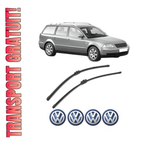Set stergatoare Volkswagen PASSAT B5.5 Variant (3B6) din 2000-2005, pentru parbriz auto, 2 bucati, Valeo Silencio Xtrm, din cauciuc siliconat rezistent, 4 Stickere Auto Volkswagen