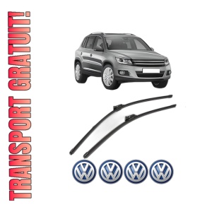 Set stergatoare Volkswagen TIGUAN (5N_) din 2007-2018, pentru parbriz auto, 2 bucati, Valeo Silencio Xtrm, din cauciuc siliconat rezistent, 4 Stickere Auto Volkswagen