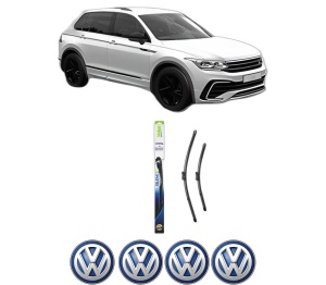 Set stergatoare Volkswagen TIGUAN (CT1) din 2023-2024, pentru parbriz auto, 2 bucati, Valeo Silencio, din cauciuc siliconat rezistent, 4 Stickere Auto Volkswagen v34656