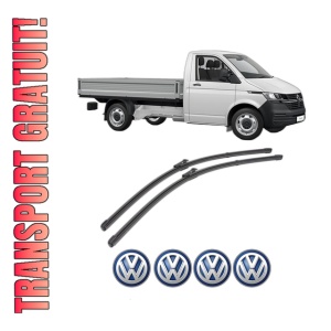Set stergatoare Volkswagen TRANSPORTER T6 Platform/Chassis (SFD, SFE, SFL, SFZ, SJD, SJ din 2015-2024, pentru parbriz auto, 2 bucati, Valeo Silencio, din cauciuc siliconat rezistent, 4 Stickere Auto Volkswagen