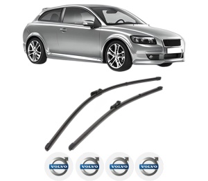 Set stergatoare VOLVO C30 (533) din 2006-2012, pentru parbriz auto, 2 bucati, Valeo Silencio Xtrm, din cauciuc siliconat rezistent, 4 Stickere Auto VOLVO v39516