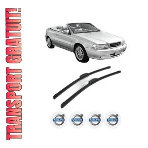 Set stergatoare VOLVO C70 I Convertible (873) din 1998-2005, pentru parbriz auto, 2 bucati, Bosch Aerotwin Retrofit, din cauciuc siliconat rezistent, 4 Stickere Auto VOLVO